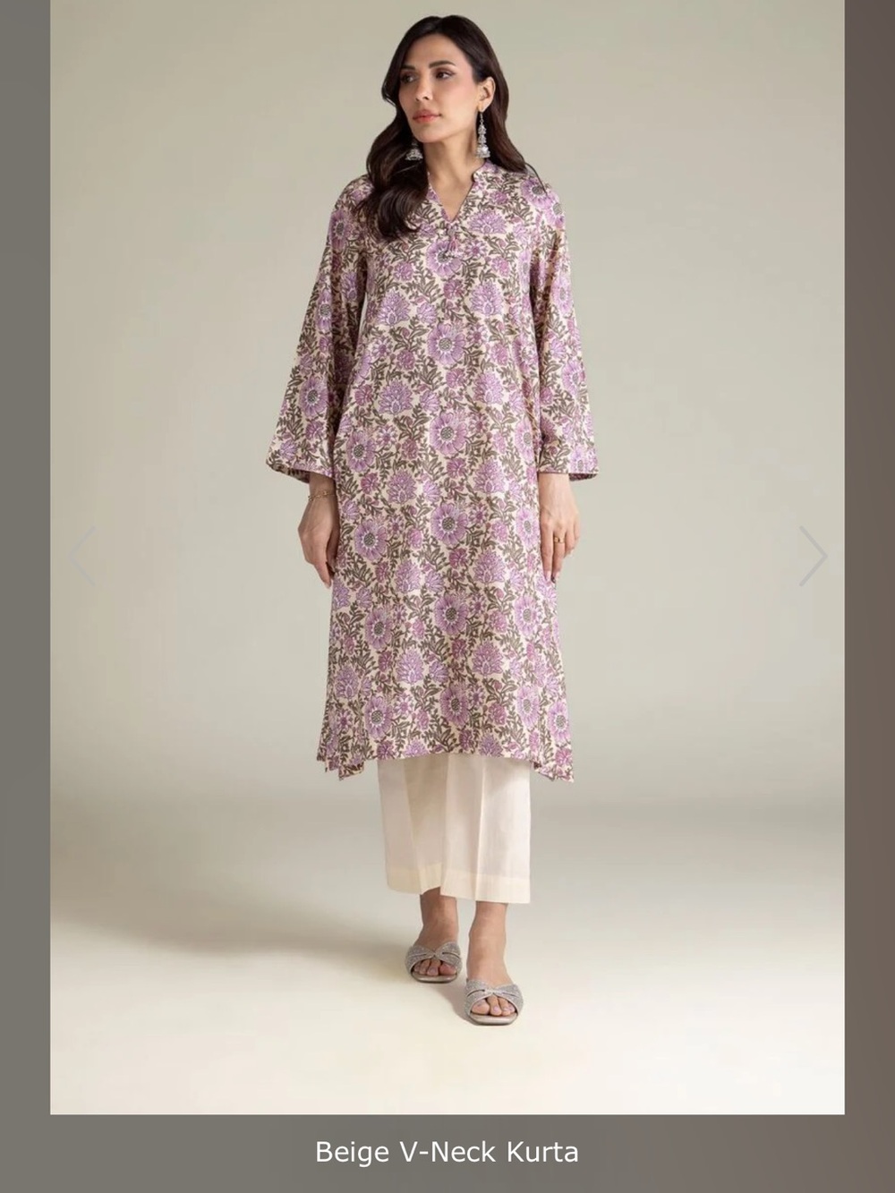 Khaadi printed long cotton kurta